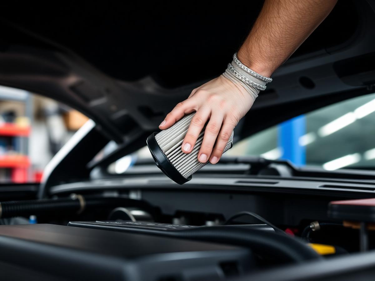 Substituição de filtro automotivo em um veículo